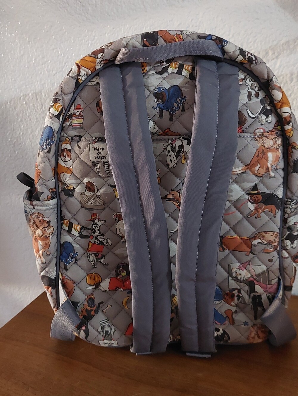 Vera Bradley Gray Quilted Dog Print Backpack - Picture 3 of 10